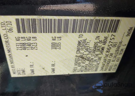 2010 Nissan Maxima 3.5 S from USA, damaged, VIN 1N4AA5AP7AC865757